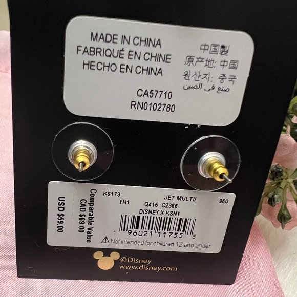 Kate Spade ♠️ Disney Minnie Mouse Earrings NWT - Black Cubic Zirconia - Picture 2 of 2